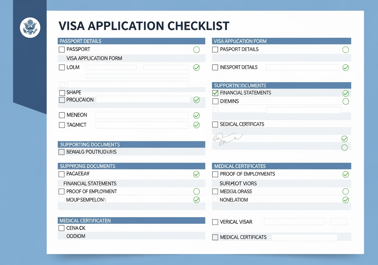 Complete visa application checklist with documents and checkmarks